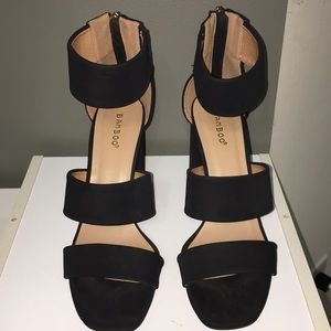 Black Chunky 3 Strap Heel